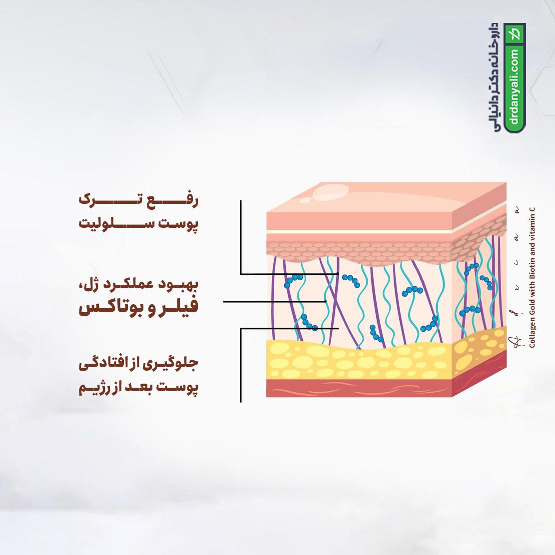 قرص کلاژن گلد بیوتین و ویتامین C آدریان
