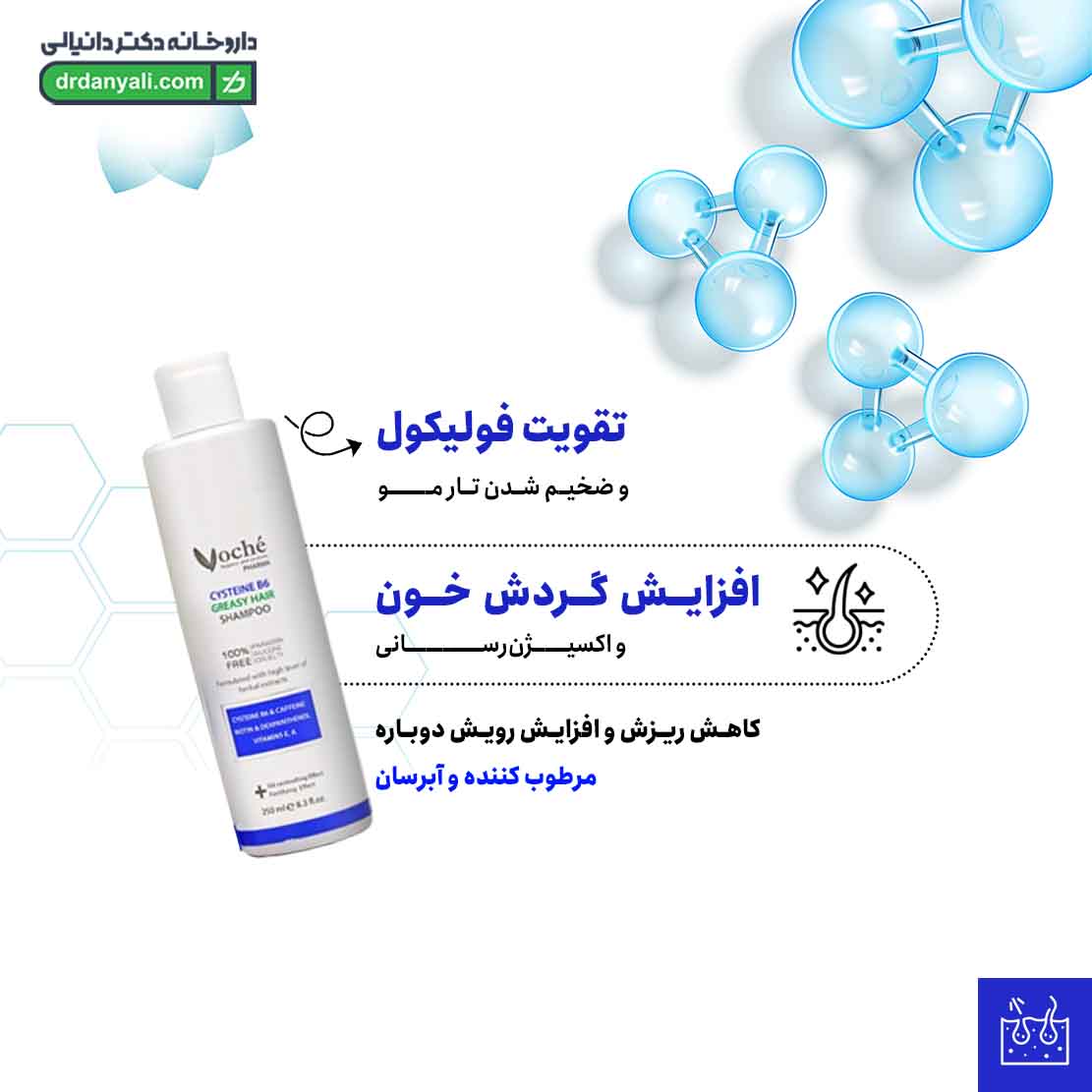 شامپو تقویت کننده سیستئین B6 موی خشک وچه