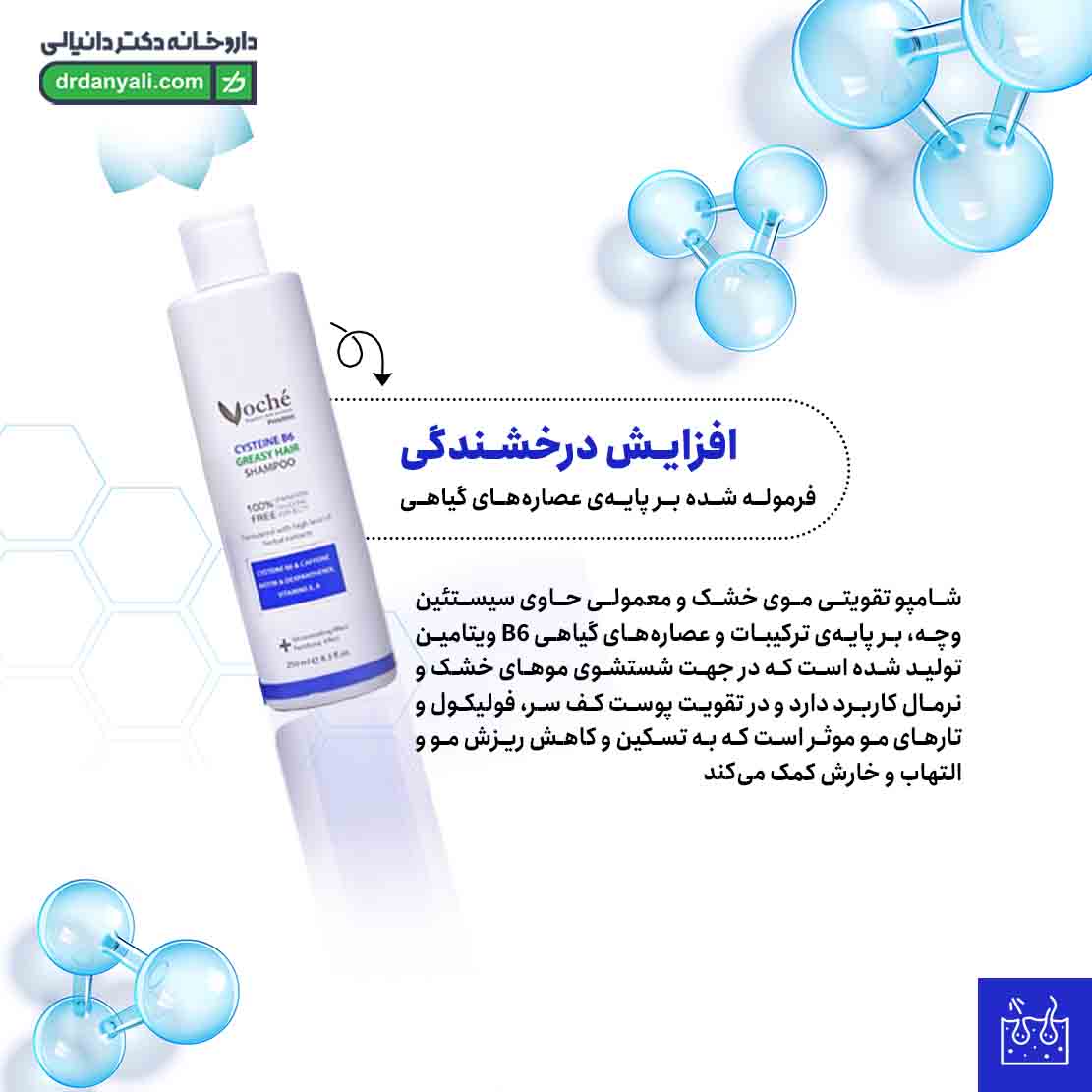 شامپو تقویت کننده سیستئین B6 موی خشک وچه