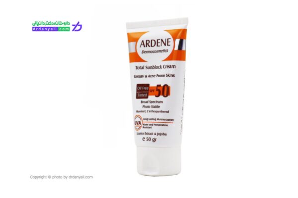 کرم ضد آفتاب رنگی SPF50 بدون چربی آردن