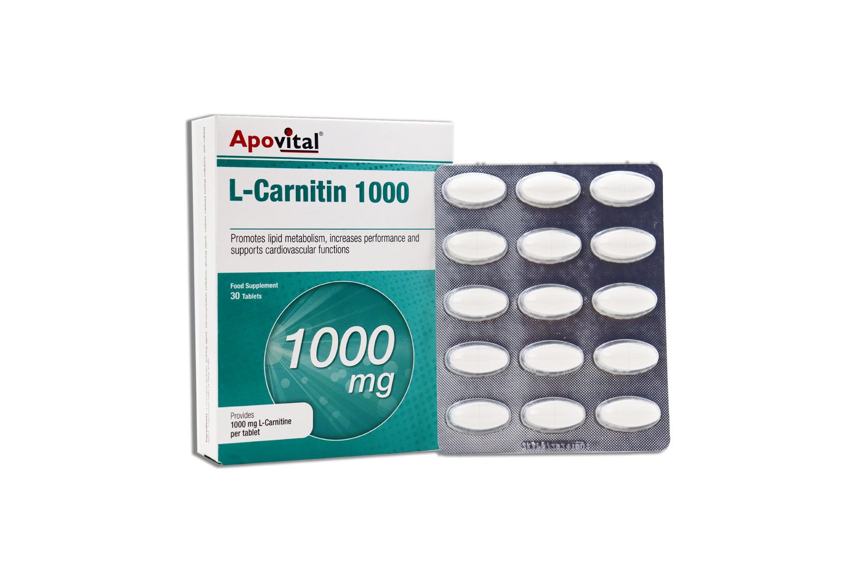 قرص l carnitine قرص ال کارنیتین 1000 میلی گرم آپوویتال 30 عددی | داروخانه آنلاین دکتر  دانیالی