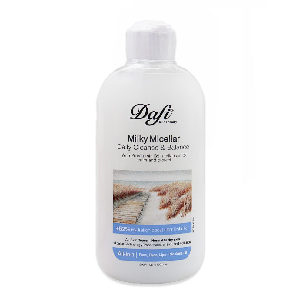 Dafi Micellar Cleansing Water For Dry To Normal Skin میسلار واتر پوست خشک تا نرمال دافی