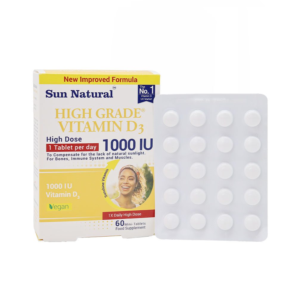 Sun Natural High Grade Vitamin D3 قرص ویتامین دی 1000 های گرید سان نچرال