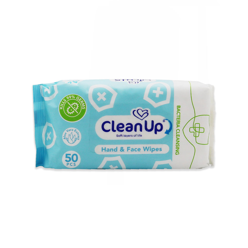 clean up antibacterial hand and face wipes دستمال دست و صورت آنتی باکتریال کلین آپ