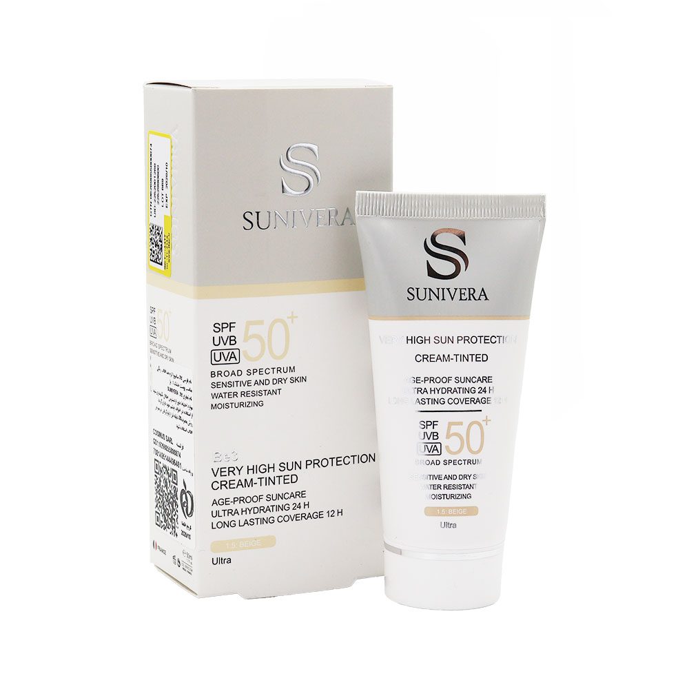 Sunivera SPF50 Tinted Sunscreen Cream Dry Skin کرم ضد آفتاب رنگی SPF50 پوست خشک سانیورا