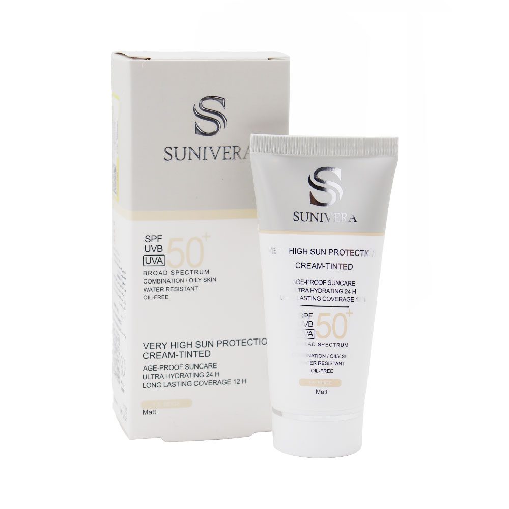 Sunivera SPF50 Tinted Sunscreen Cream Oily Skin کرم ضد آفتاب رنگی SPF50 پوست چرب سانیورا