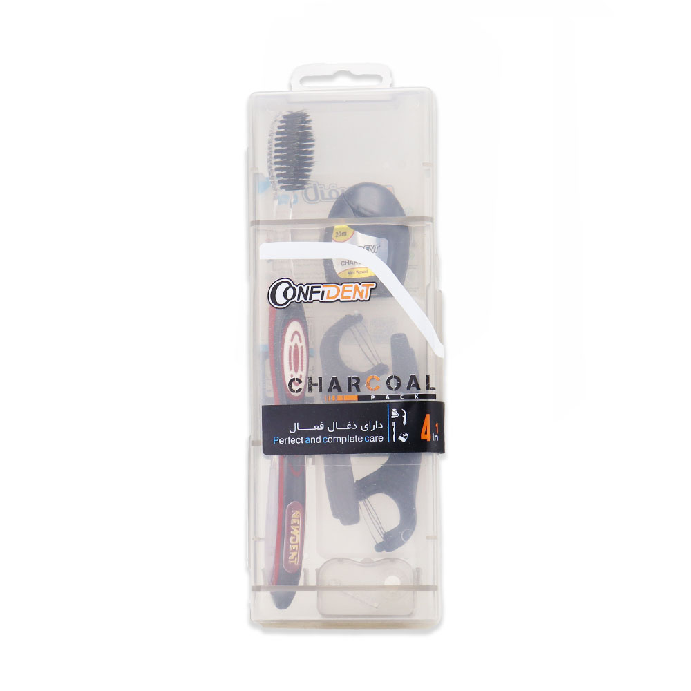 confident Charcoal Pack Toothbrush مسواک چارکول 4 در 1 کانفیدنت