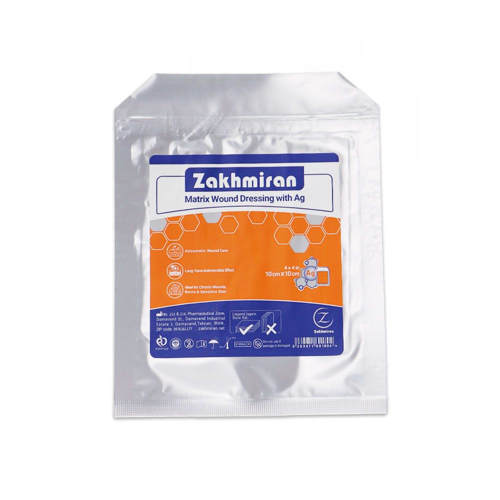 Zakhmiran Matrix Wound Dressing with Ag پانسمان ماتریکس زخم نقره زخمیران