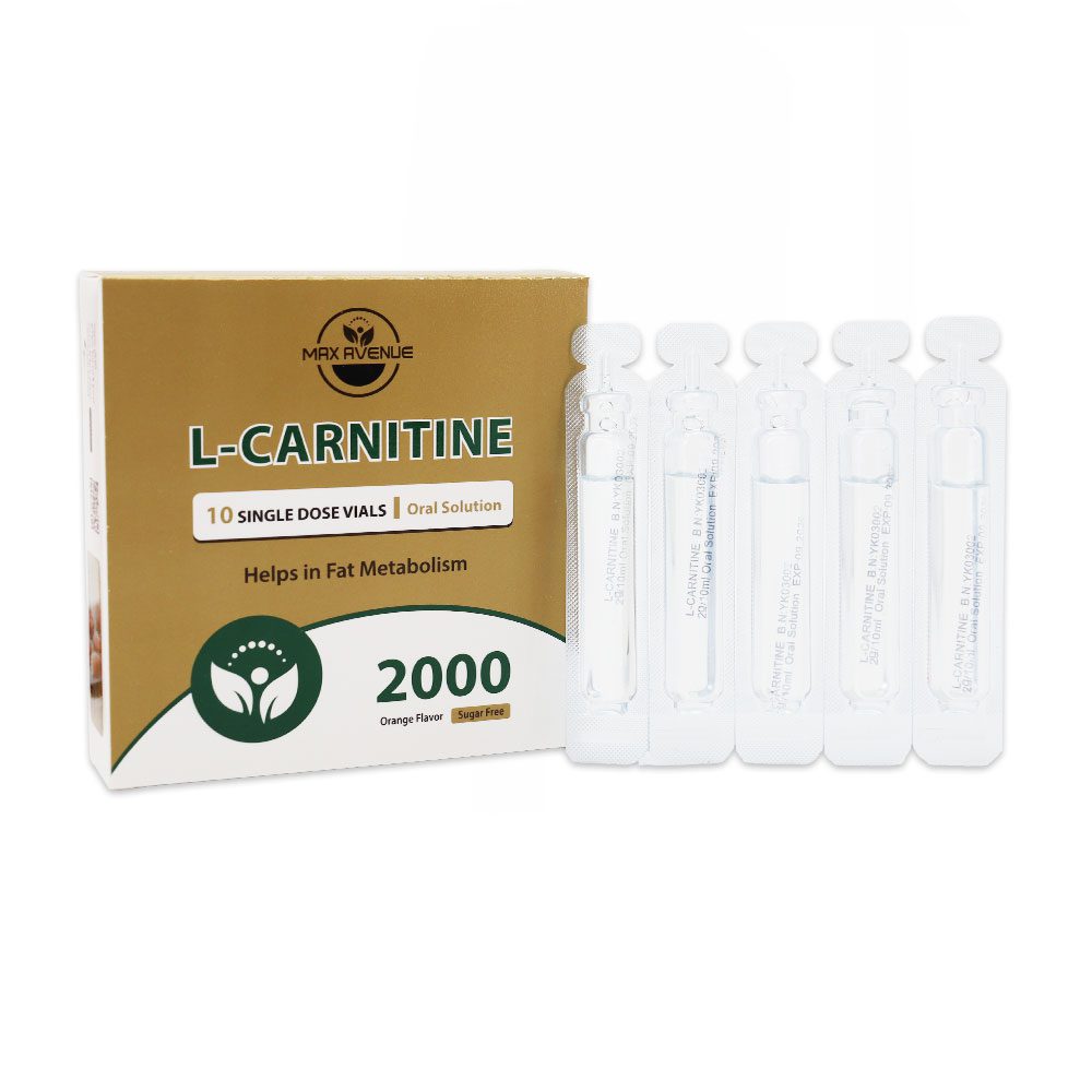 Max Avenue l Carnitine 2000 mg vials ویال ال کارنیتین 2000 میلی گرم مکس اونیو