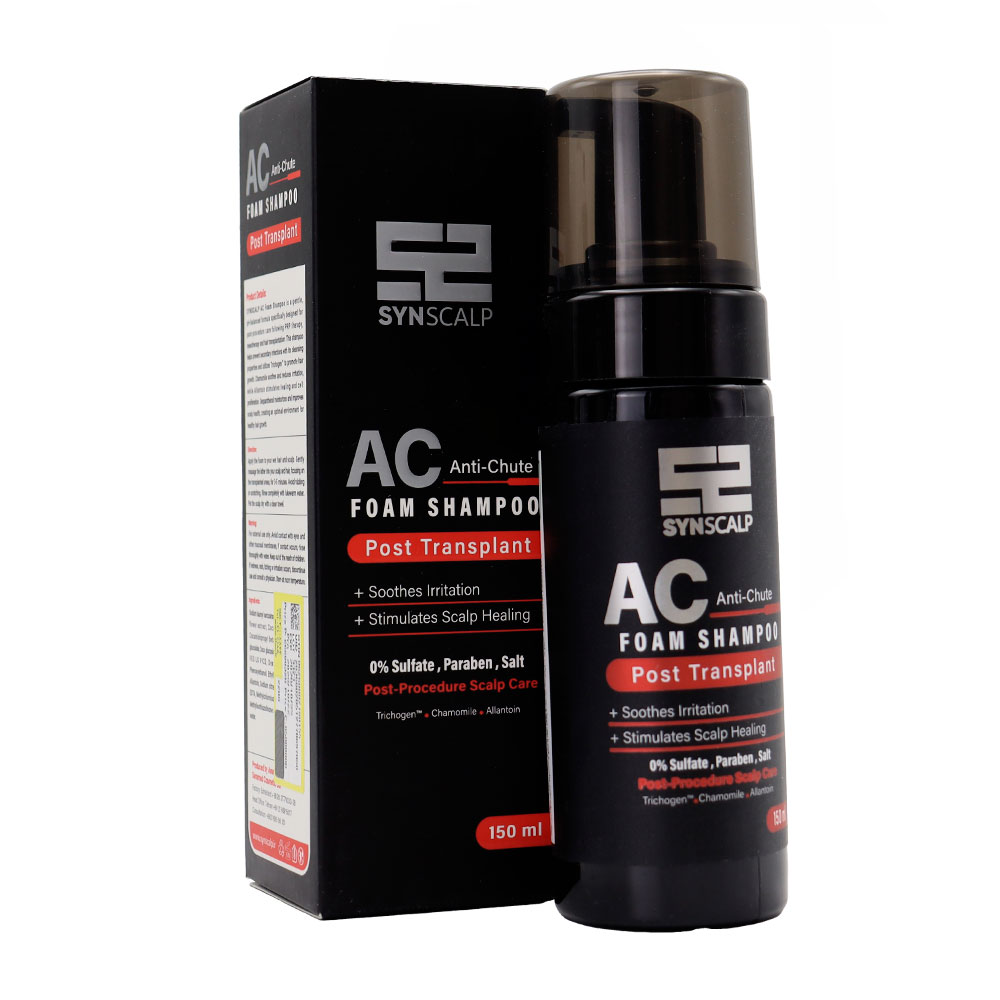Synscalp AC Anti chute Foam Shampoo Post Transplant شامپو فوم موهای کاشته شده ساین اسکالپ