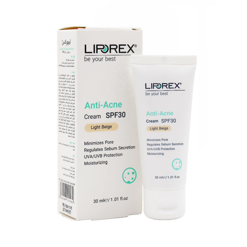 Liporex Anti Acne Cream SPF30 Tinted کرم ضد جوش رنگی SPF30 لیپورکس